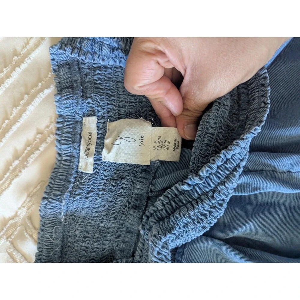 Women’s Joie Lyocell Wide Leg Pants Small smocked waist pull on chambray blue